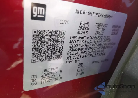 2025 Chevrolet Trax Fwd Ls from USA, damaged, VIN KL77LFEP3SC173444